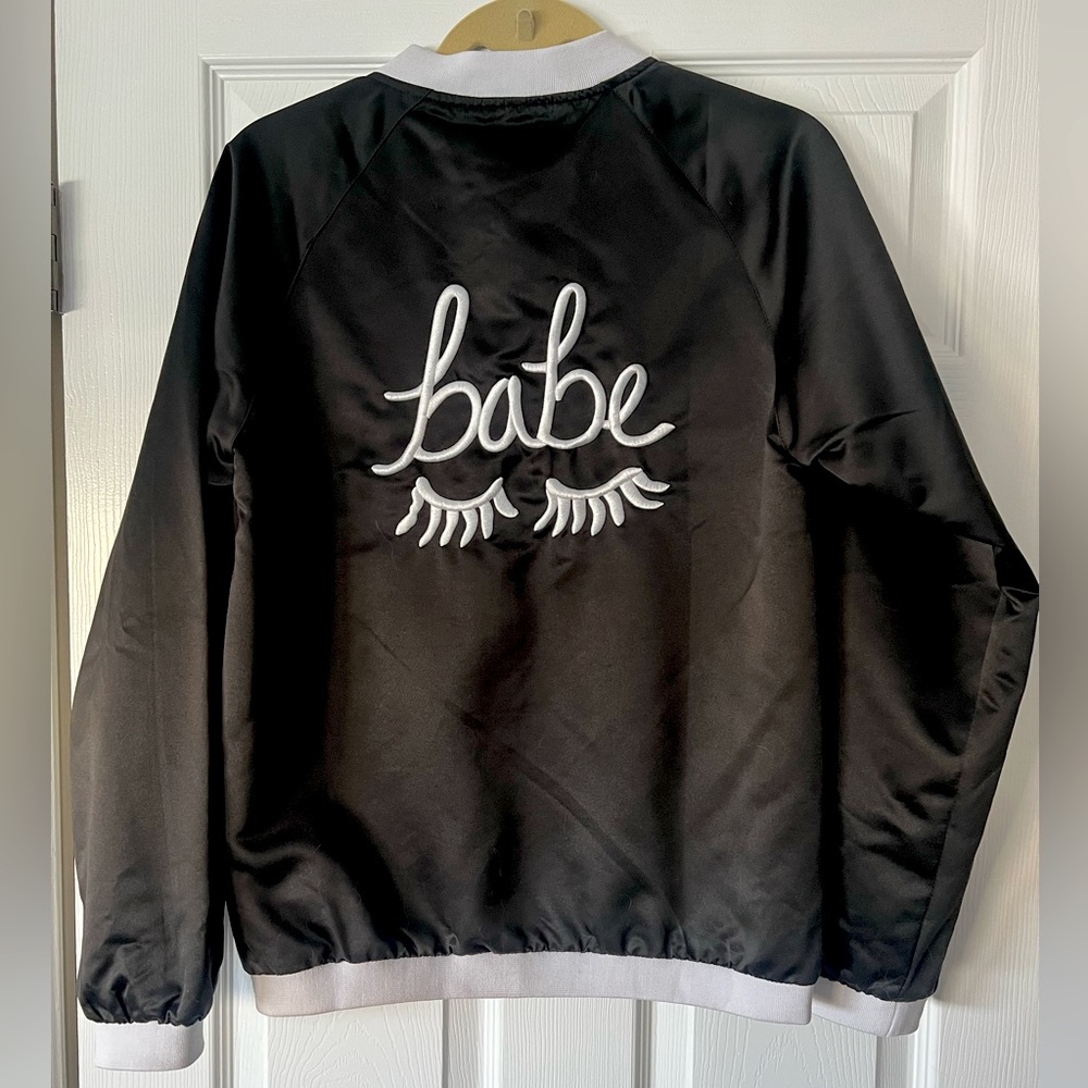 The Style Club The Babe Collection Black “babe” Varsity Jacket, Size: M